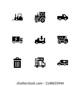 truck icon set. dumper, ambulance and delivery truck vector icon for graphic design and web