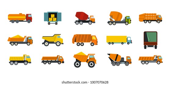 Truck icon set. Flat set of truck vector icons for web design isolated on white background