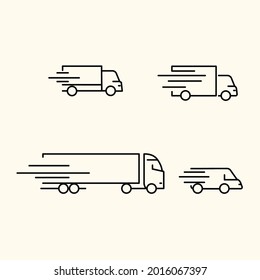 Truck icon set. Freight, delivery symbol. Vector illustration. Icons for shipping, shipping product labels, or shipping banners isolated on cream background