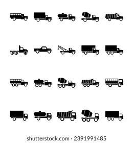 Truck icon set. Freight, delivery symbol. Vector illustration