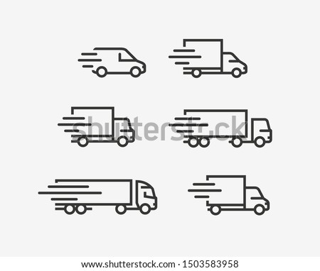 Truck icon set. Freight, delivery symbol. Vector illustration