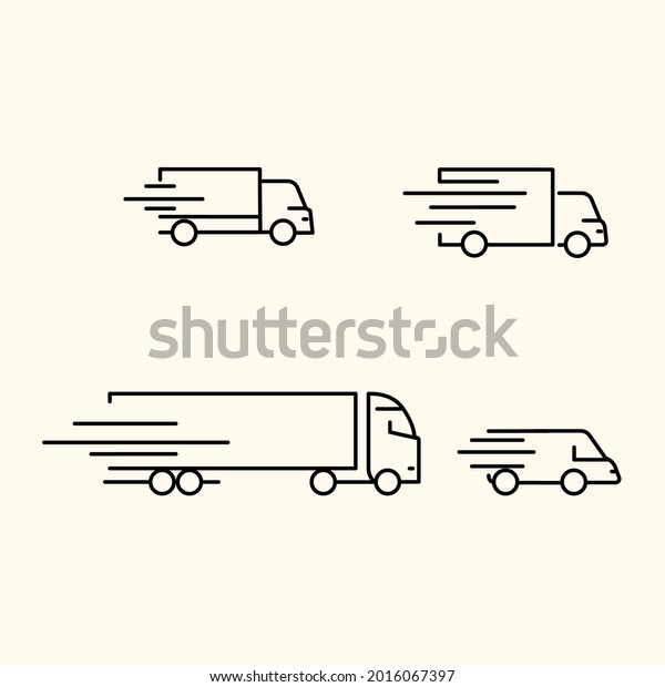 Truck icon set. Freight, delivery\
symbol. Vector illustration. Icons for shipping, shipping product\
labels, or shipping banners isolated on cream\
background
