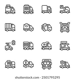 Truck icon set. Outline icons vector collection.