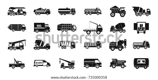 Truck icon set. Simple set of truck\
vector icons for web design isolated on white\
background