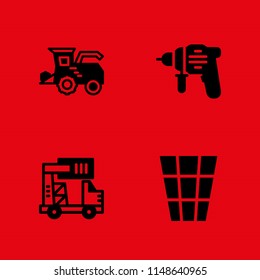 truck icon set. truck, tractor and garbage vector icon for graphic design and web