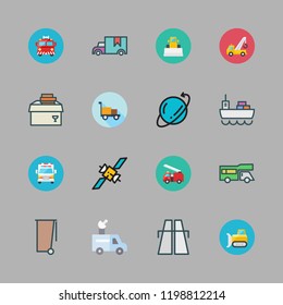 truck icon set. vector set about trailer, transportation, crane and garbage icons set.