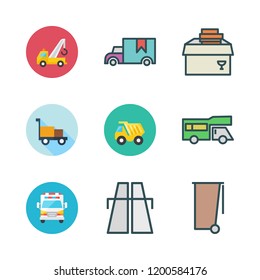 truck icon set. vector set about highway, delivery, ambulance and garbage icons set.