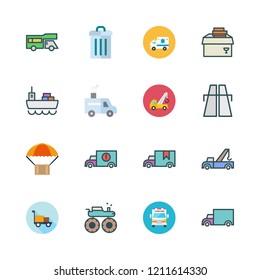truck icon set. vector set about ambulance, highway, monster truck and cargo ship icons set.