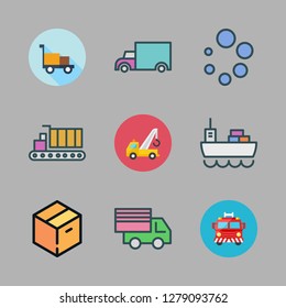 truck icon set. vector set about loading, warehouse, transportation and cargo truck icons set.