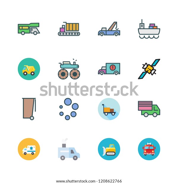 truck icon set. vector set about loading,\
ambulance, trailer and van icons\
set.