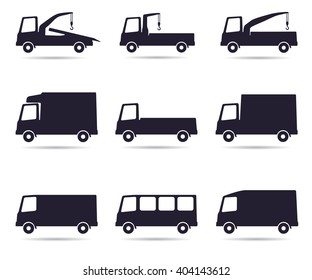 Truck icon set, vector illustration isolated on white