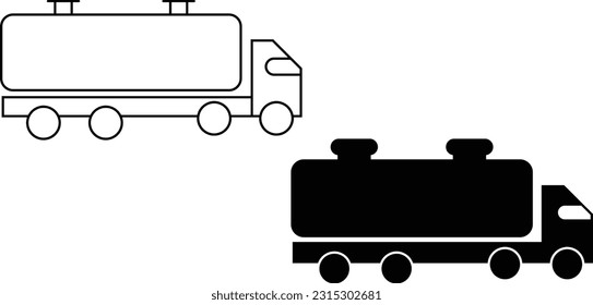 Truck icon sheet, simple trendy flat style line and solid Isolated vector illustration on white background. For apps, logo, websites, symbol , UI, UX, graphic and web design. EPS 10.