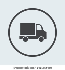 Truck icon silver in circle .Vector illustration
