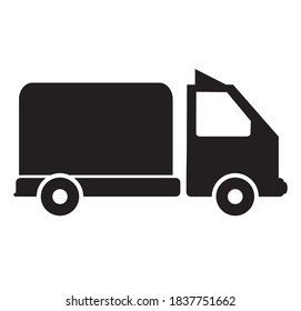 Truck icon with simple black and white design 