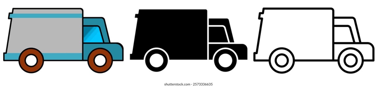 truck icon, simple flat style, illustration, logo sign symbol pictogram template, for ui or ux isolated on white for mobile app, editable	