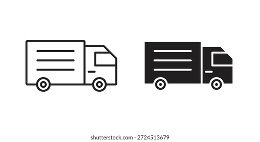Icono de camión en elemento de logotipo abstracto de Diseño gráfico moderno de tendencia plana simple