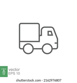 Truck icon. Simple outline style. Thin line symbol. Shipping car, delivery concept. Vector illustration isolated on white background. EPS 10.