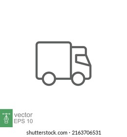 Truck icon. Simple outline style. Thin line symbol. Shipping car, delivery concept. Vector illustration isolated on white background. EPS 10.