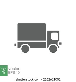 Truck icon. Simple solid style. Glyph symbol. Shipping car, delivery concept. Vector illustration isolated on white background. EPS 10.