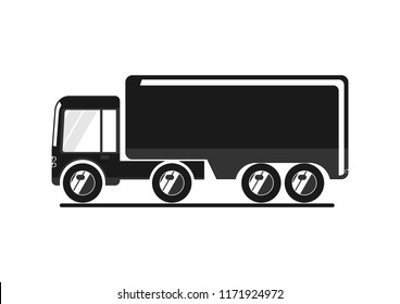 Truck icon. Simplified vehicle for infographics. Flat vector.