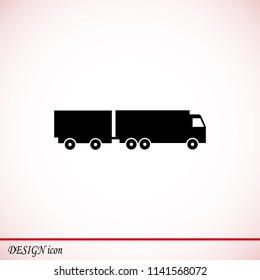 Truck icon, stock vector illustration flat design style
