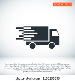 Truck icon, stock vector illustration flat design style