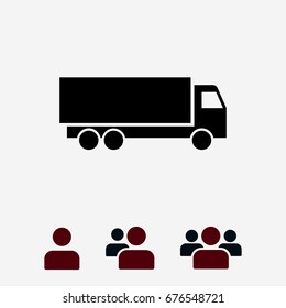 Truck icon, stock vector illustration flat design style