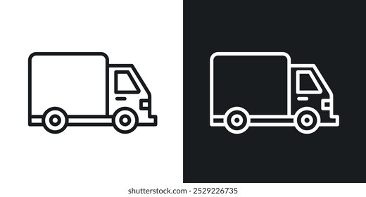 Truck icon in Thin line black color. flat simple vector symbols illustration.