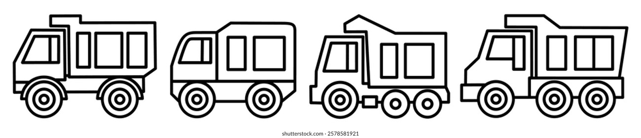 Truck icon. Truck thin line icon collection. Stock vector..
