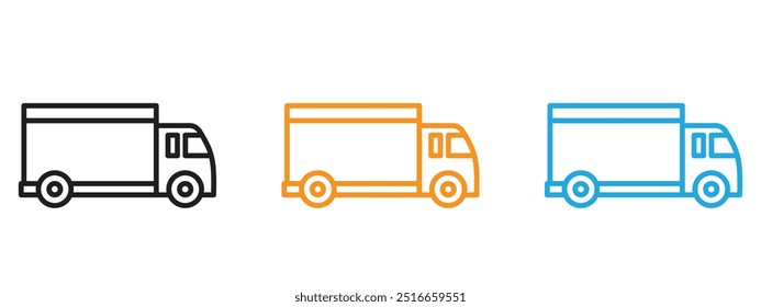 Truck icon Thin line illustration set