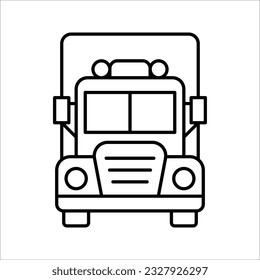 Icono del camión. Un camión tractor. Ilustración gráfica plana vectorial sobre fondo blanco