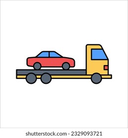 Icono del camión. Un camión tractor. Ilustración gráfica plana vectorial sobre fondo blanco