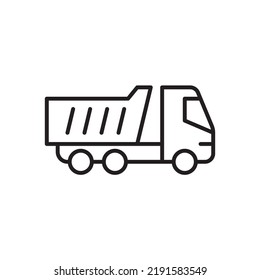 truck icon, transport vehicle icon, thin line on white background, simple shape. tank