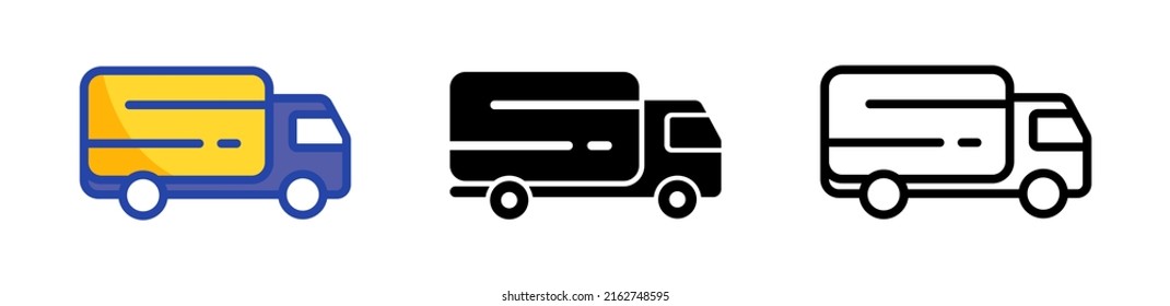 Truck icon for transportation, commerce apps and websites in different design style. Delivery icons set.