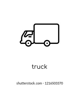 truck icon. Trendy modern flat linear vector truck icon on white background from thin line collection, outline vector illustration