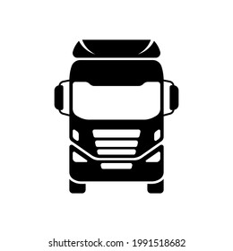 Truck icon. Trunk tractor. Black silhouette. Front view. Vector simple flat graphic illustration. The isolated object on a white background. Isolate. svg