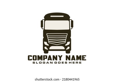 Truck icon, Trunk tractor, Black silhouette, Front view, Vector simple flat graphic illustration, The isolated object on a white background, Isolate,