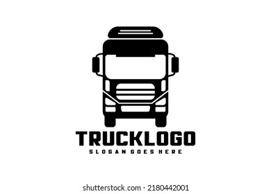 Truck icon, Trunk tractor, Black silhouette, Front view, Vector simple flat graphic illustration, The isolated object on a white background, Isolate,