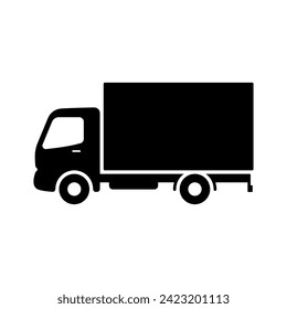 Truck icon. Van. Black silhouette. Side view. Vector simple flat graphic illustration. Isolated object on a white background. Isolate.