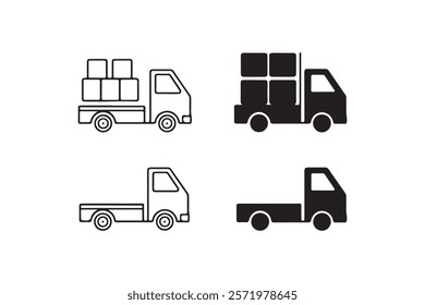 Truck Icon vector art Classic Graphic Series. Transportation Set in Flat line art Design Style. Car icon set illustration isolated silhouette on white background