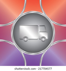 Truck icon. Vector button. Bright background              