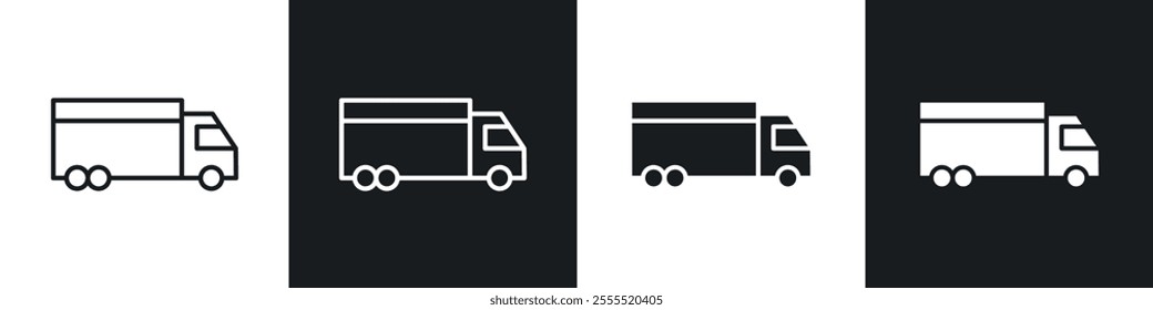 Truck icon vector collection in black and white.