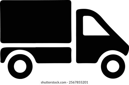 Truck Icon Vector. Flat black symbol. Pictogram is isolated on a white background. Designed for web and software interfaces.