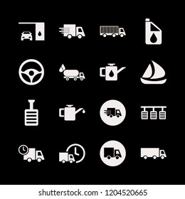 truck icon. truck vector icons set steering wheel, pedal, ship and oil truck