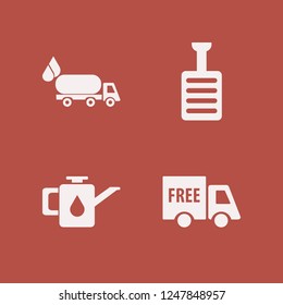 truck icon. truck vector icons set pedal, free delivery, oil truck and car oil