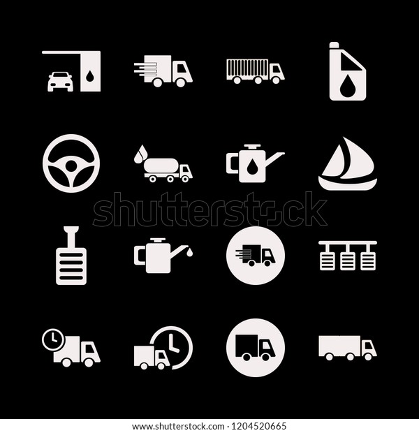 truck icon. truck vector icons set steering wheel,\
pedal, ship and oil\
truck