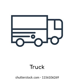 Truck icon vector isolated on white background, Truck transparent sign , thin symbols or lined elements in outline style