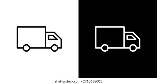 Truck icon. Vector linear icon isolated in black and white