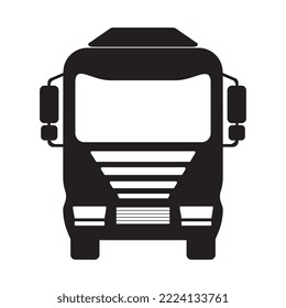 Truck icon vector, Semi trailer truck sign, black on white background