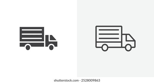 Truck icon vector icon set in black and white color.